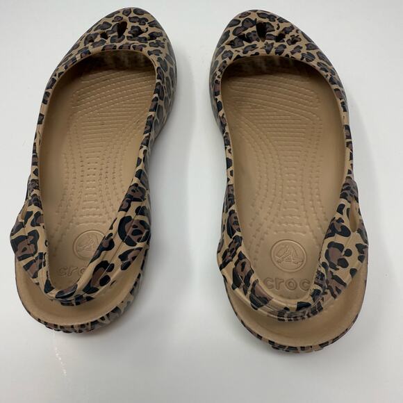 Crocs Ballet Flats Womens 6 Kadee Leopard Print Lightweight Slingback Shoes - Picture 7 of 11